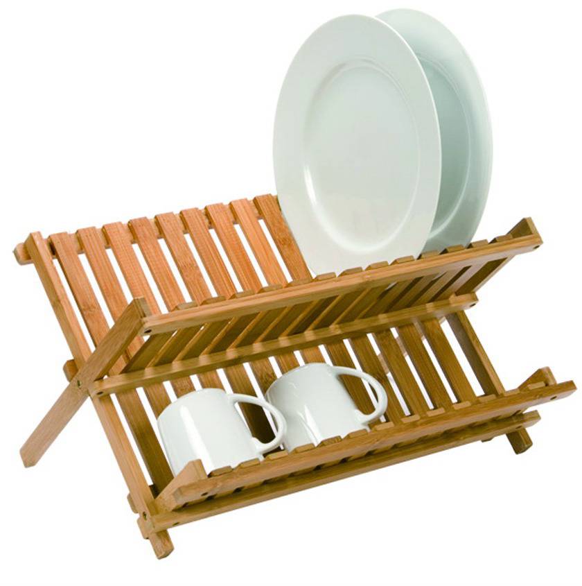 2 Porta Piatti In Bambù Per Cucina - Scolapiatti Ecologico Con 7 Slot - Supporto Per Stoviglie, Taglieri, Libri