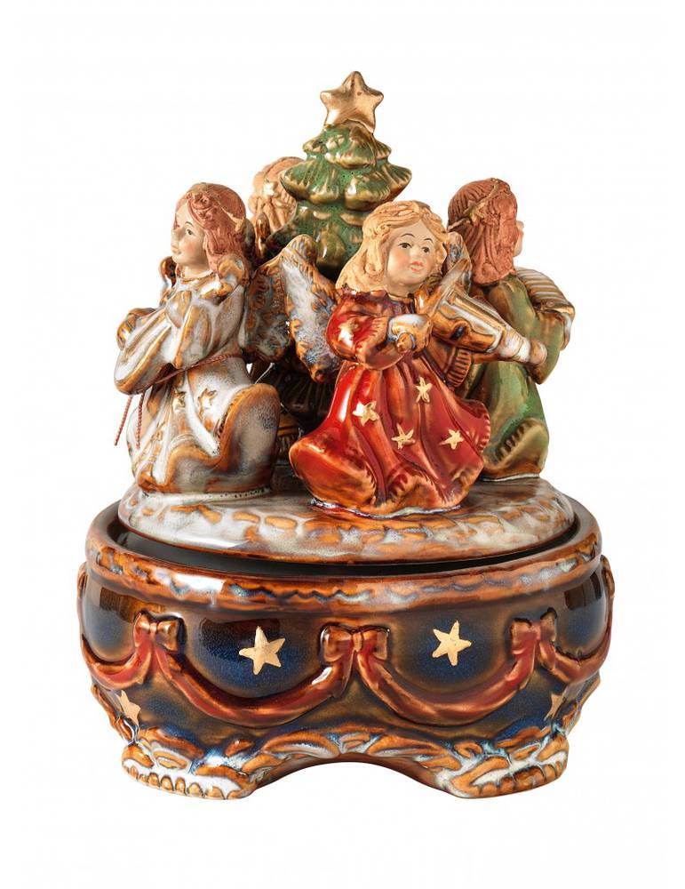 Carillon angeli con albero di natale porcellana 18,5h