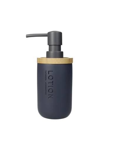 Accessori bagno 3pz grigio antracite poliresina e bamboo linea modern