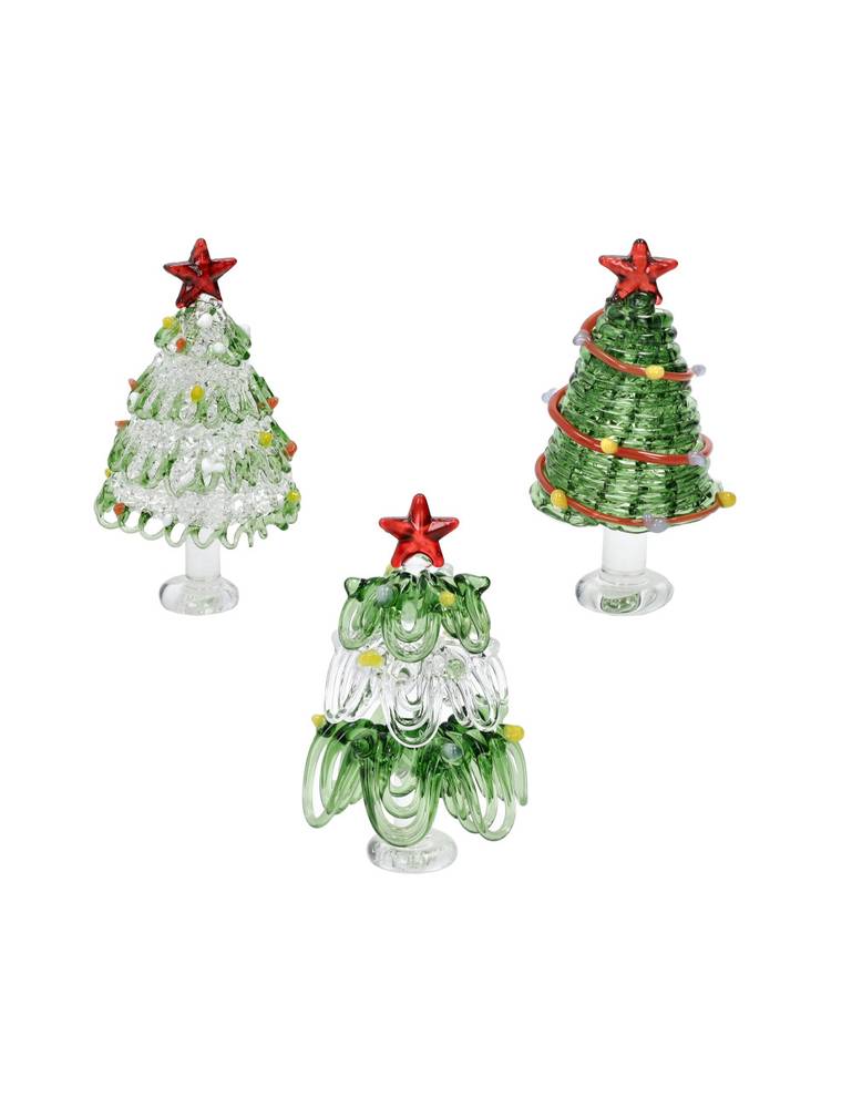 Alberino di natale decorativo in vetro 8h