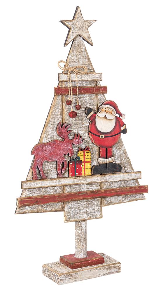 Albero legno vintage con babbo natale 48,5h