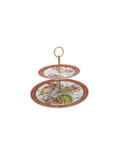 Alzata 2 piani Gioco di Luci porcellana natale