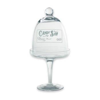 Alzata piccola vetro decorato Candy Shop con campana 15x32h