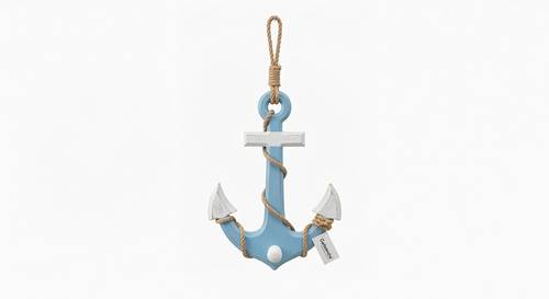 Ancora legno azzurra decorativa da appendere 32x37h