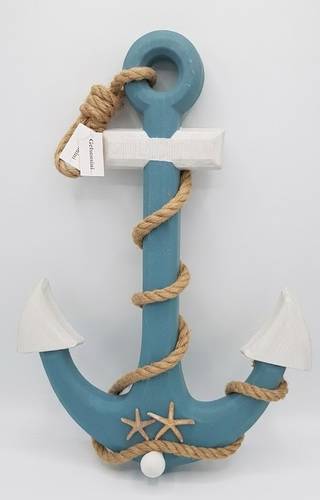 Ancora legno azzurra decorativa da appendere 42x60h