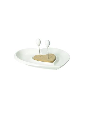 Antipastiera porcellana bianca cuore con 2 forchettine