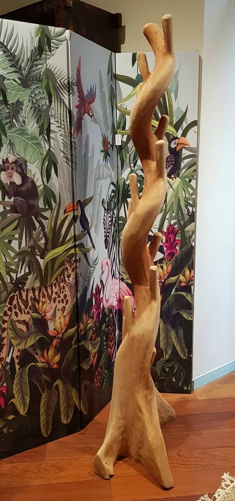 Appendiabiti albero radice legno teak naturale con pioli 195h