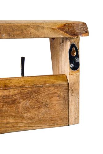 Appendiabiti con mensola legno rustico vintage a parete 5 ganci cm 50