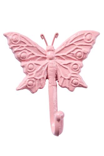 Appendiabiti farfalla rosa ghisa da parete 1 gancio