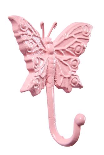 Appendiabiti farfalla rosa ghisa da parete 1 gancio