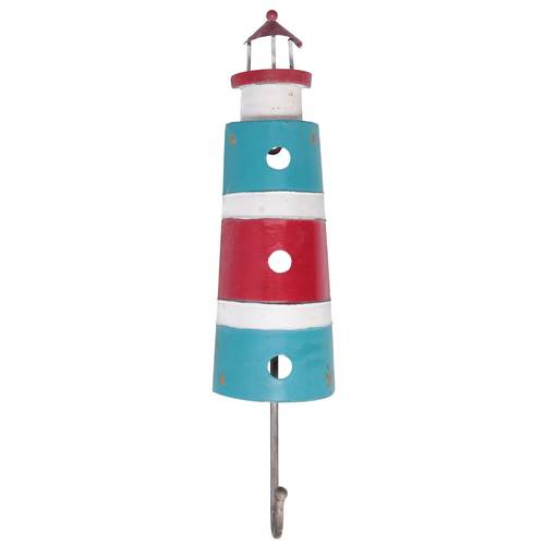 Appendiabiti faro metallo colorato marinaro 1 gancio a parete