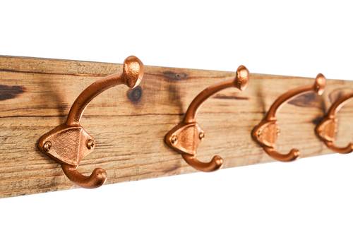 Appendiabiti freccia legno naturale vintage a parete 7 ganci metallo