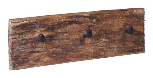 Appendiabiti legno rustico vintage a parete 3 ganci a chiodo cm 45