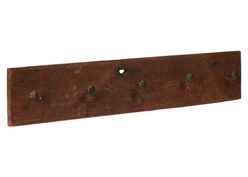 Appendiabiti legno rustico vintage a parete 4 ganci a chiodo cm 70