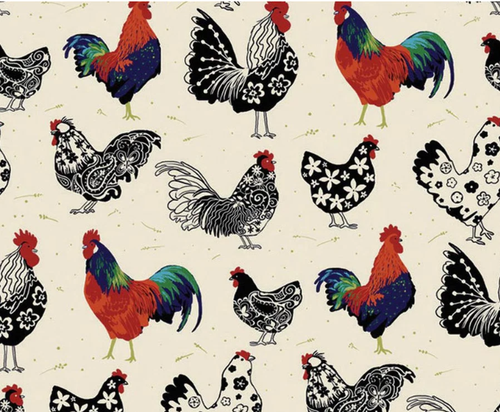 Asciugapiatti cotone Galli  rossi e colorati Rooster Ulster Weavers