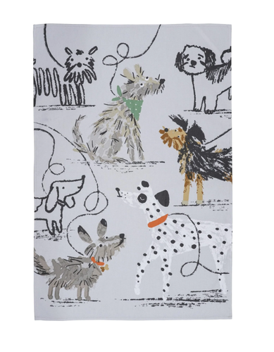 Asciugapiatti cotone grigio cani Dog Days Ulster Weavers