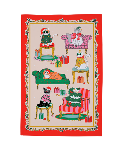 Asciugapiatti cotone natale gatti snob sulle poltrone Cool Cats