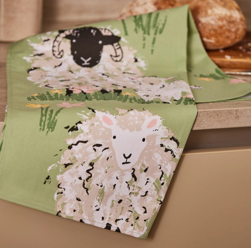 Asciugapiatti cotone pecore su prato verde Wolly Sheep