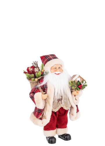 Babbo natale giacca scozzese rossa con sacco doni 42h