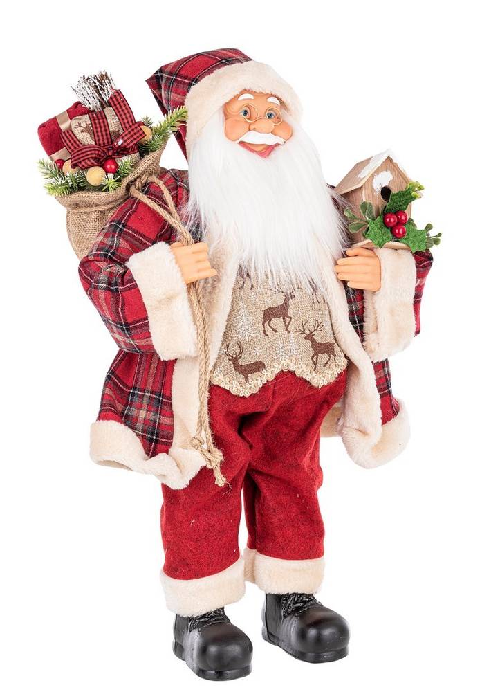 Babbo natale giacca scozzese rossa con sacco doni 60h