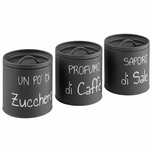 Smoke barattoli tondi metallo antracite ermetici sale zucchero caffè