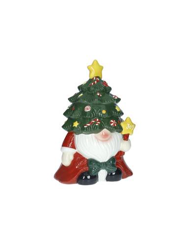 Barattolo biscottiera gnomo con cappello albero di natale 31h