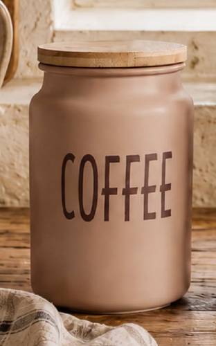 Barattolo tortora metallo Coffee con tappo legno