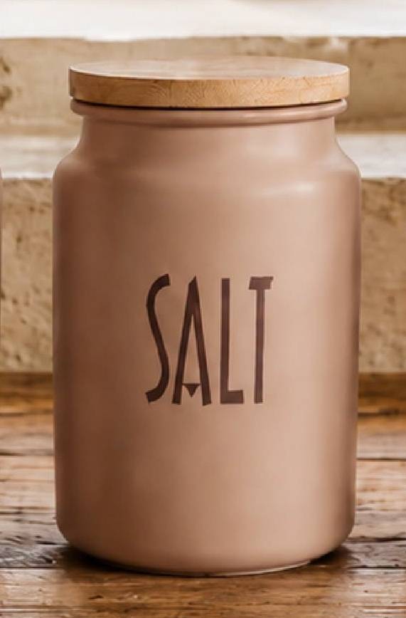 Barattolo tortora metallo Salt con tappo legno