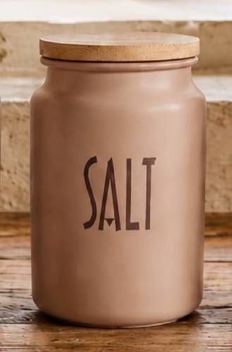 Barattolo tortora metallo Salt con tappo legno