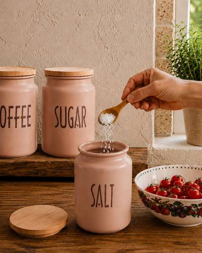 Barattolo tortora metallo Salt con tappo legno