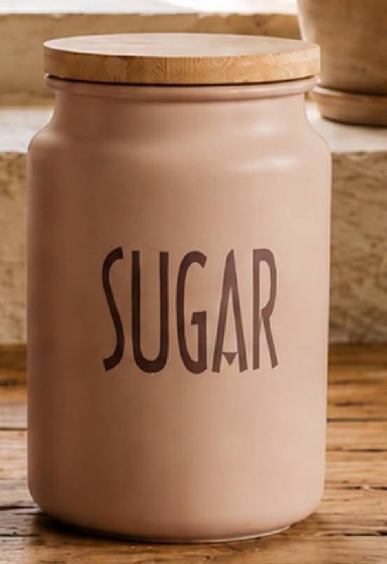 Barattolo tortora metallo Sugar con tappo legno