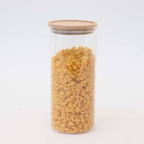 Barattolo vetro trasparente con tappo bamboo 22h