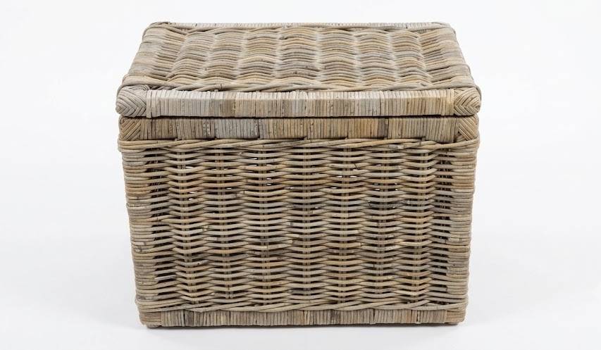 Baule giunco grigio con ruote e maniglie 60x45x57h