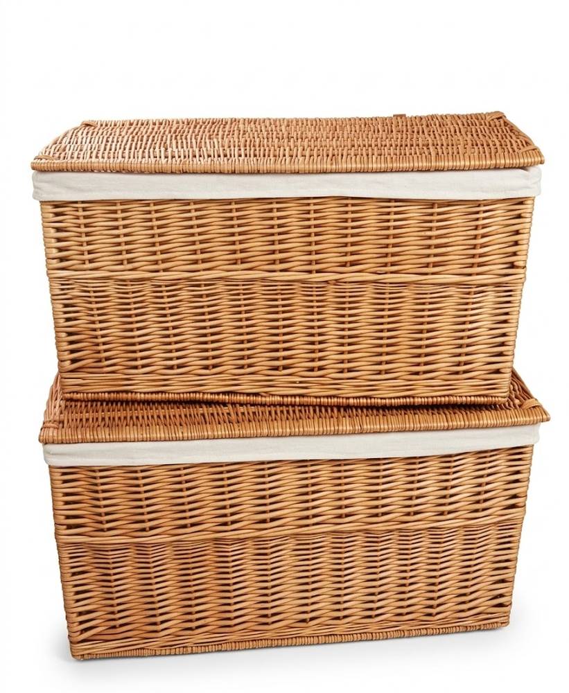Baule vimini naturale miele con fodera bianca misura grande