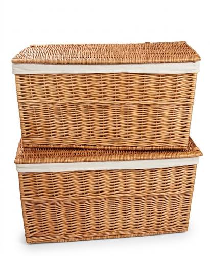 Baule vimini naturale miele con fodera bianca misura grande