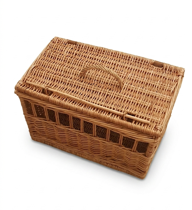 Bauletto vimini rosso rettangolare a valigia con maniglia 45x28x28h
