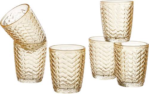 Bicchiere acqua zig-zag vetro ambra 6pz