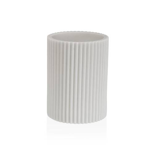 Bicchiere porta spazzolini da bagno righe bianco