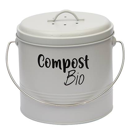 Bidone compostaggio metallo grigio perla con filtro
