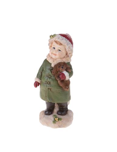 Bimbo con cagnolino vestito verde statuina natalizia