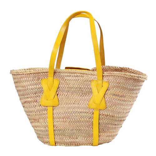 Borsa a spalla palma ovale manici lunghi pelle giallo
