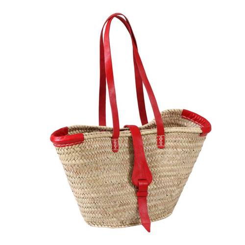 Borsa a spalla palma ovale manici lunghi pelle rossa con chiusura