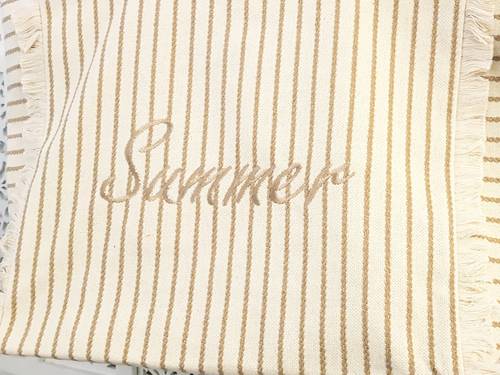 Borsa mare Summer cotone bianca righe ecru a spalla con pochette