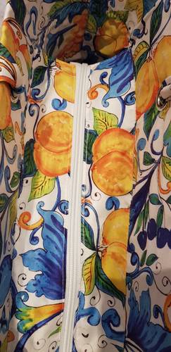 Borsa paglia paglia di firenze da spalla fodera limoni blue e giallo con cerniera