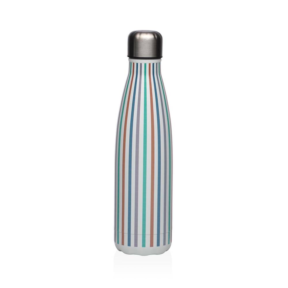 Bottiglia termica acciaio decoro righe colorate 500ML