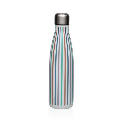 Bottiglia termica acciaio decoro righe colorate 500ML
