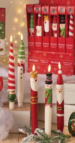 Candela Christmas paraffina con led soggetti natalizi 29h