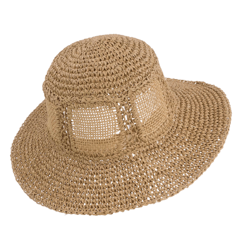 Cappello donna rafia beige tesa larga