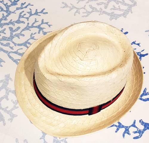 Cappello uomo paglia cubano nastro blu