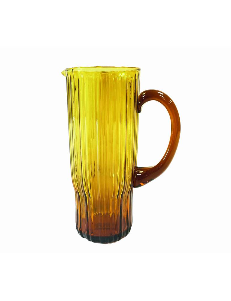 Caraffa Plisse' vetro colorato ambra righe 1 litro